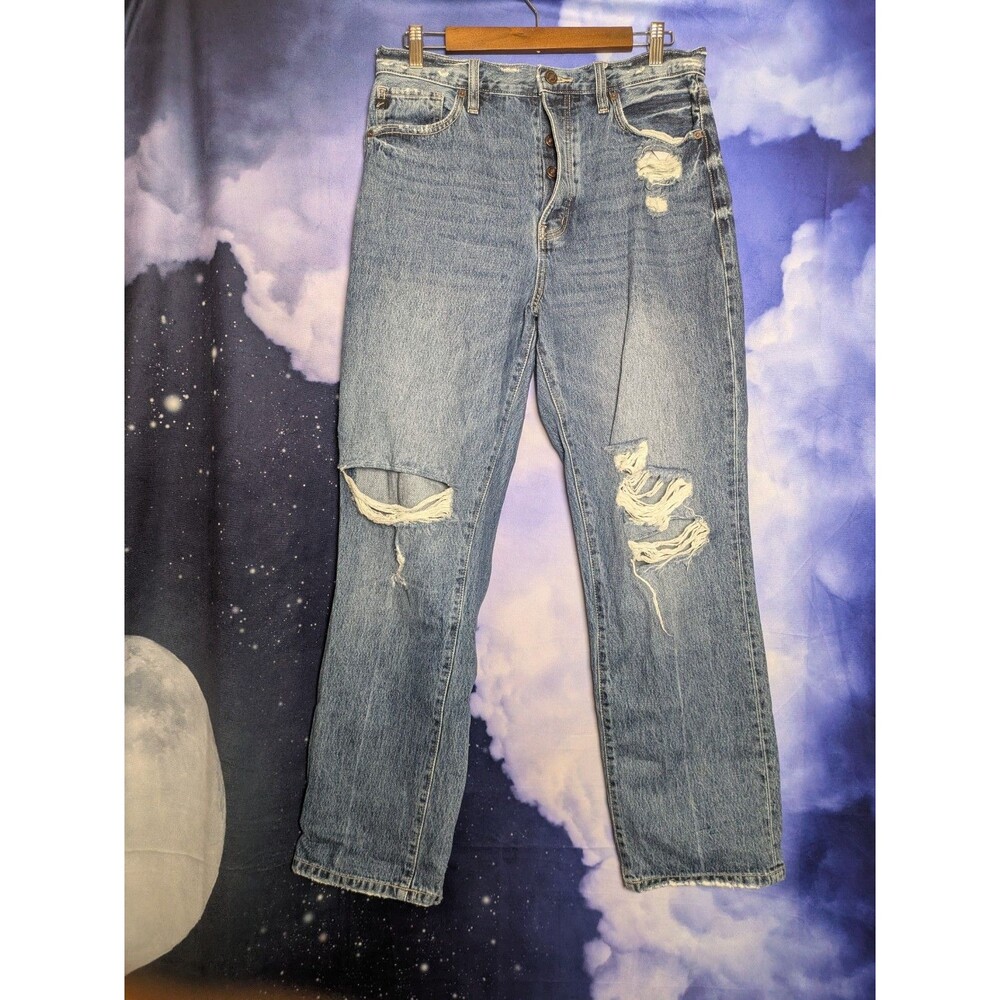 KanCan Distressed High Rise Straight Leg Jeans Size 9/28 Button Fly